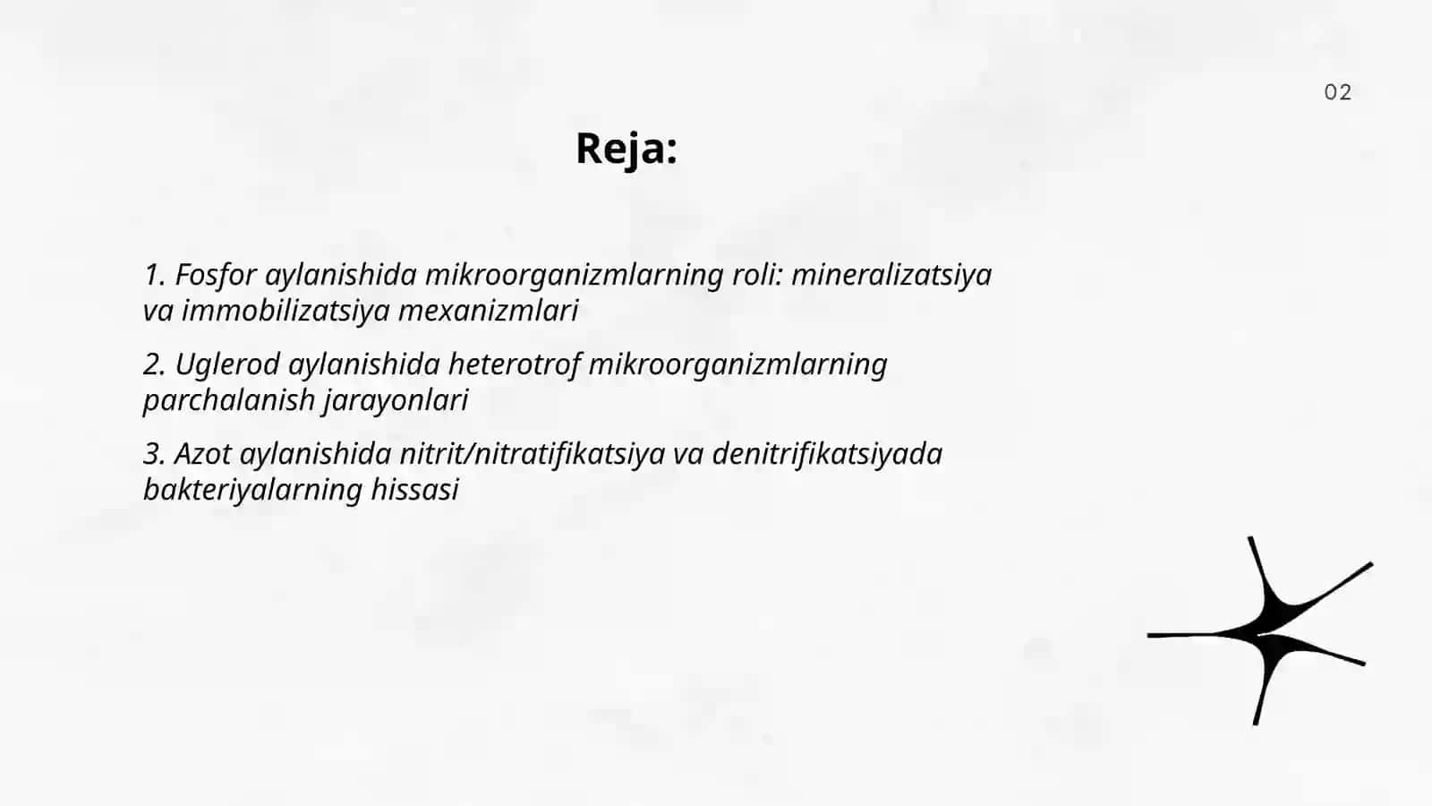 Fosfor, uglerod, azot va oltingugurt aylanishida mikroorganizmlarni ahamiyatini kengroq oʻrganish 2