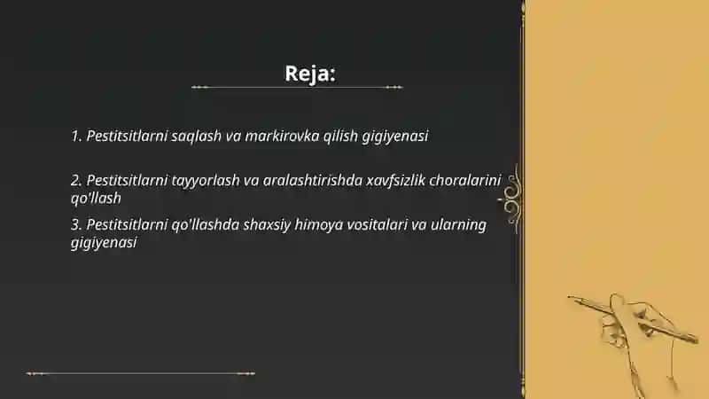 Pestitsitlarni qo’llash gigiyenasi 2