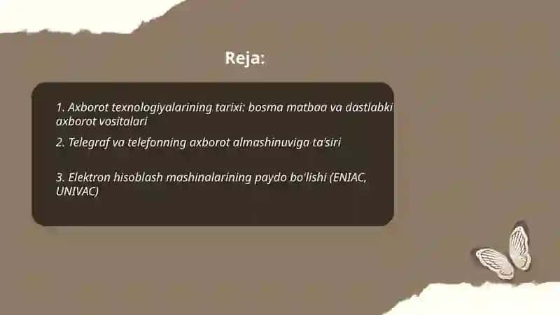 Axborot texnologiyalarining rivojlanish tarixi 2