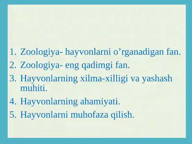 ZOOLOGIYA FANI VA UNING VAZIFALARI 2