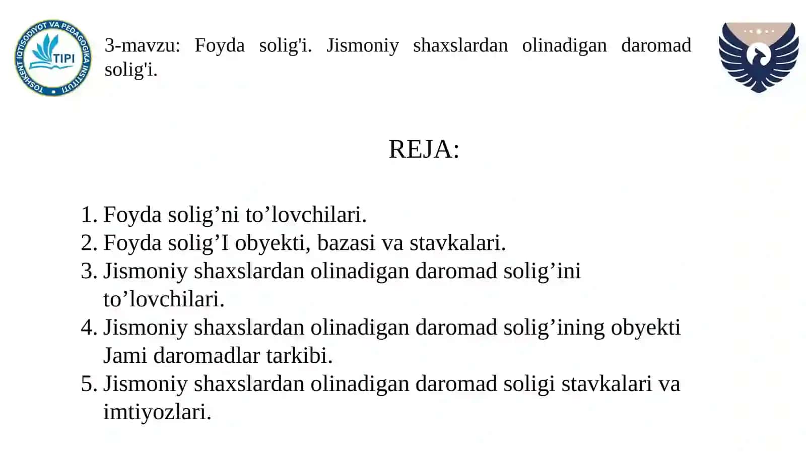 Soliqlar va soliqqa tortish fani 2