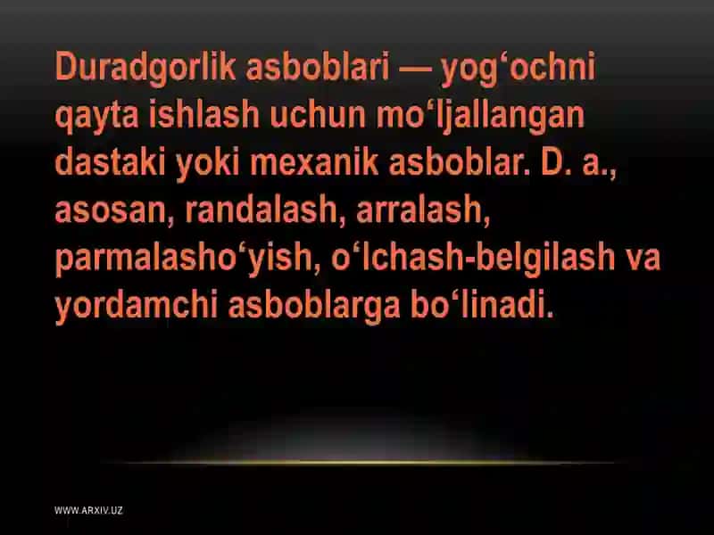 Duradgorlik va chilangarlik ish asboblari bilan tanishish 2