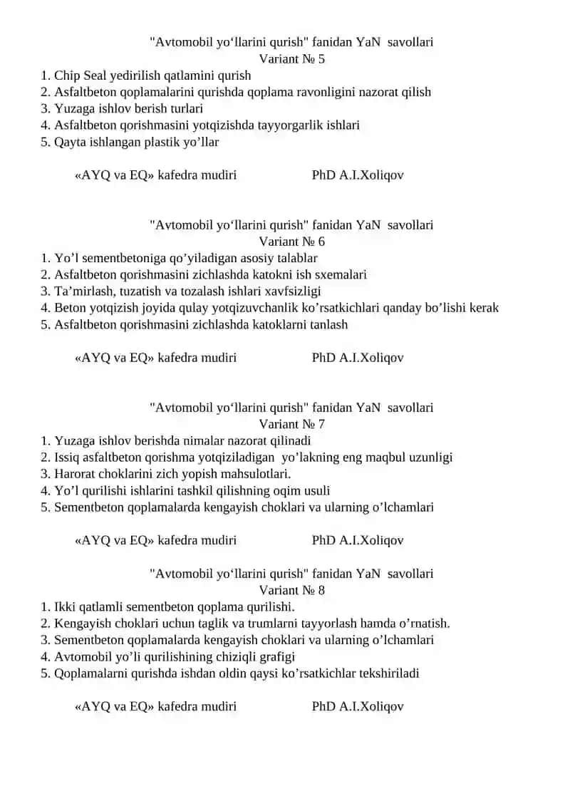 Avtomobil yoʻllarini qurish 2