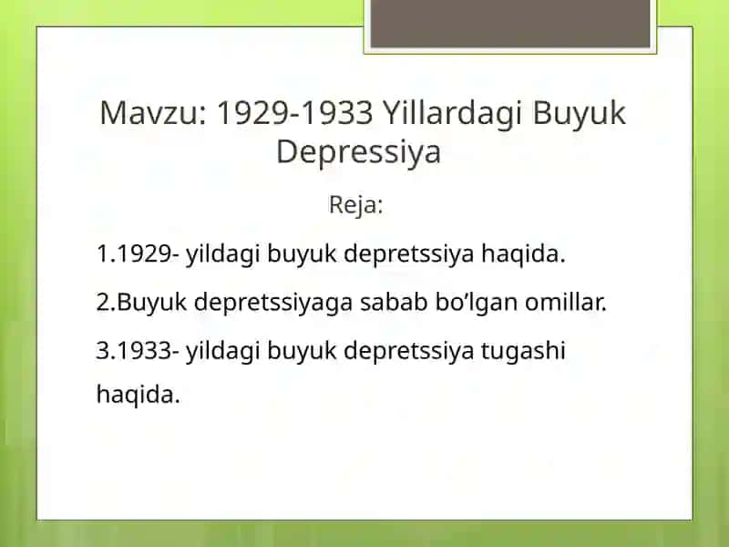 1929-1933 Yillardagi Buyuk Depressiya 2