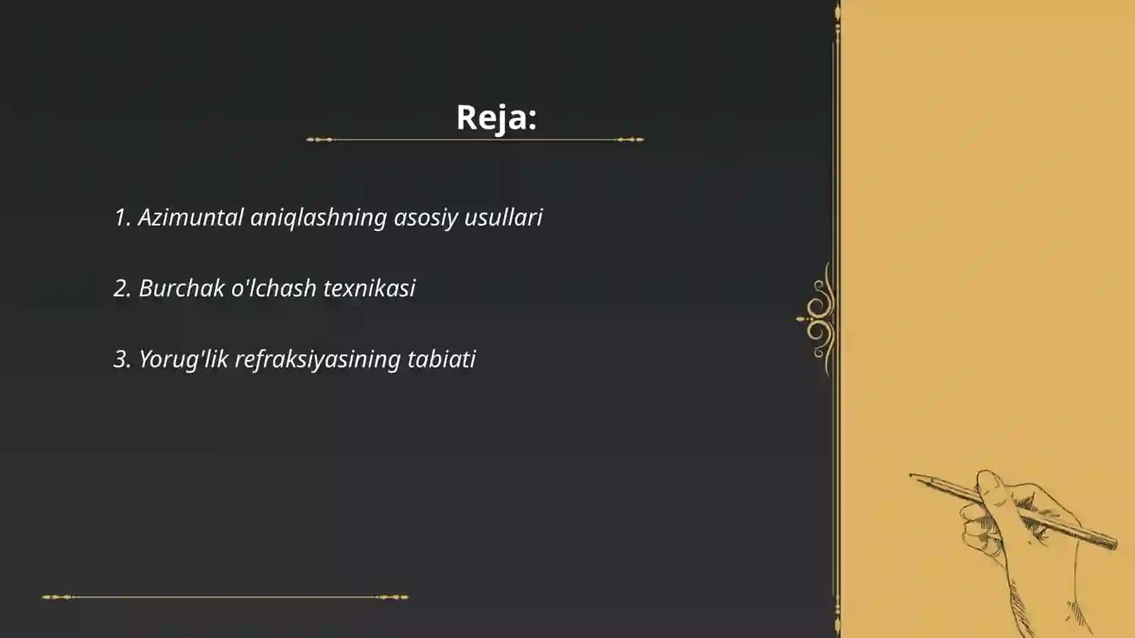 Azimuntal aniqlash va burchak o'lchashlar yorug'lik refraksiyasi 2