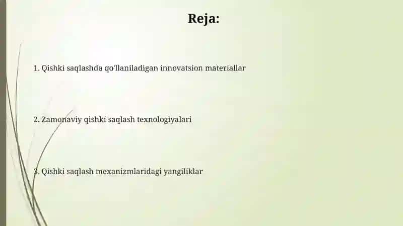 Qishki saqlashda ishlatiladigon innavatsion materiallar mexanizmlar 2