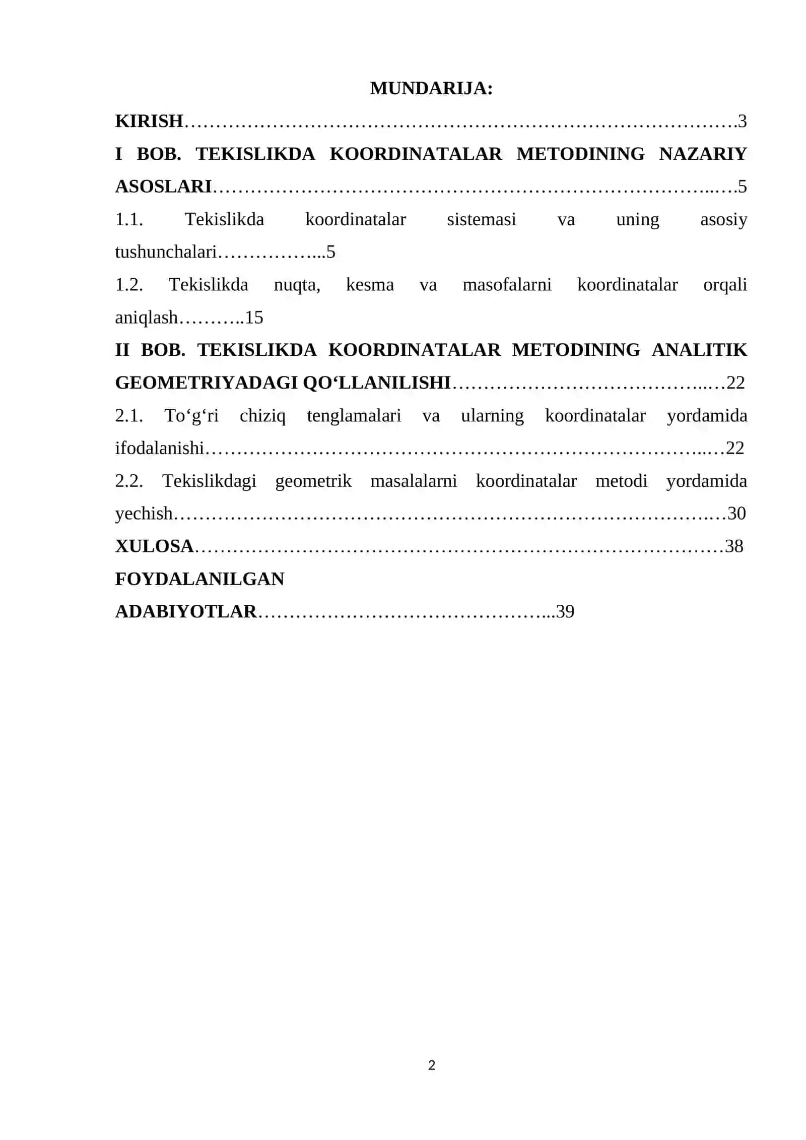 Tekislikda koordinatalar metodi 2
