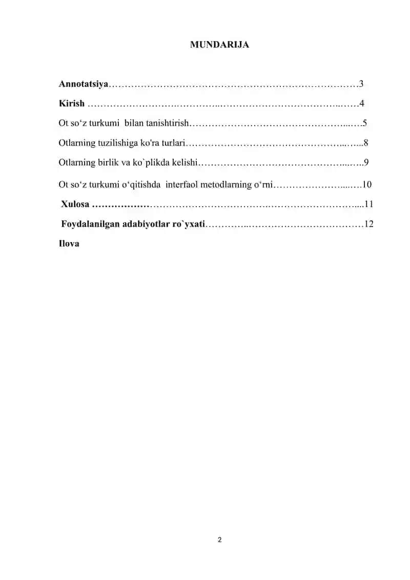 "So‘z turkumlari" mavzusida 2