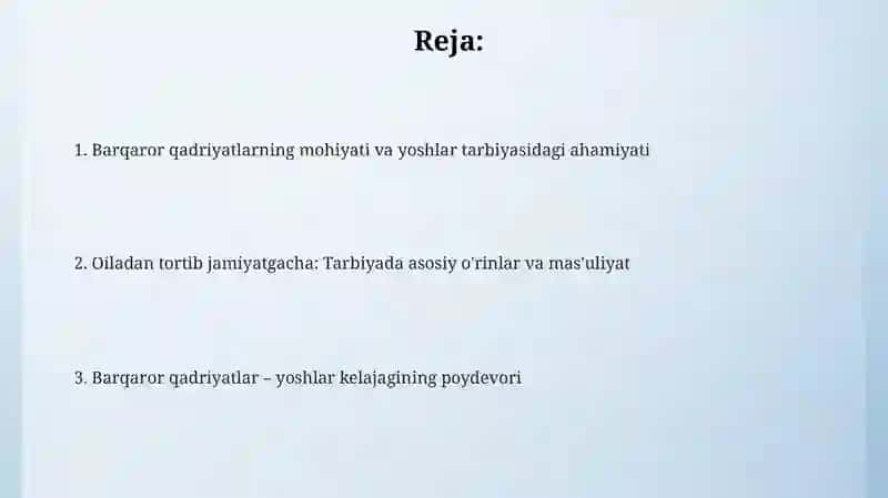 Yoshlar tarbiyasida barqaror qadriyatlarning ahamiyati 2