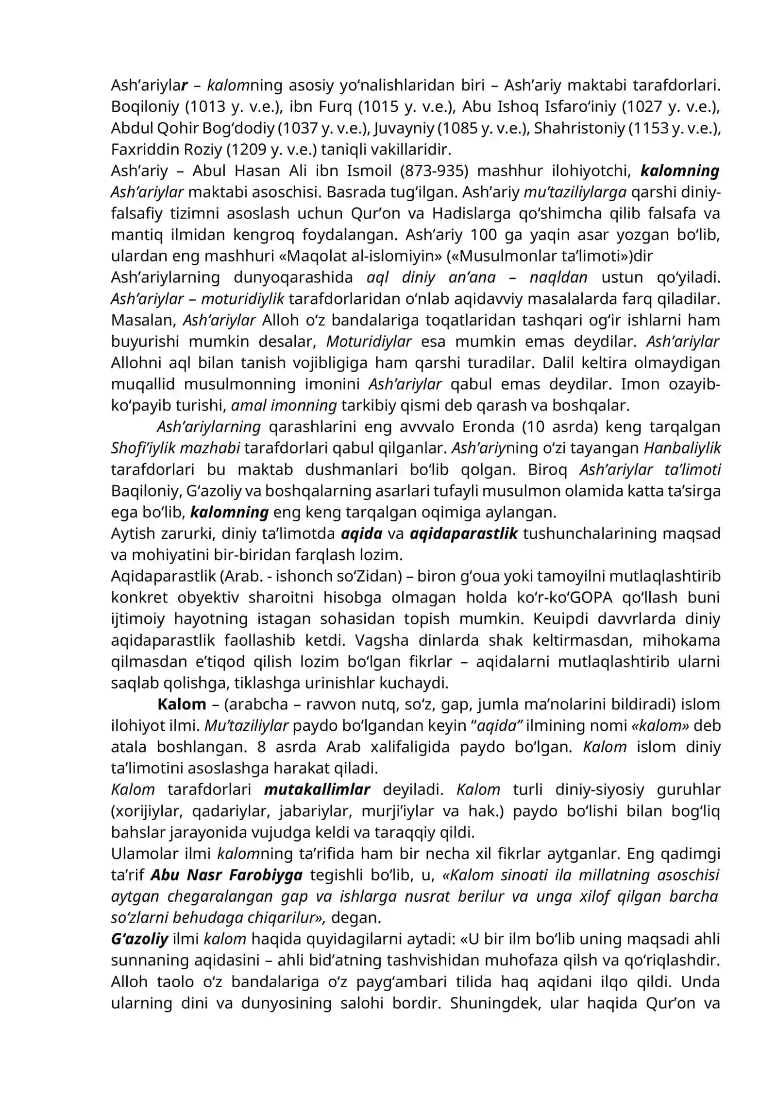 Islom dinining aqidavviy yo‘nalishlari va maktablari 2