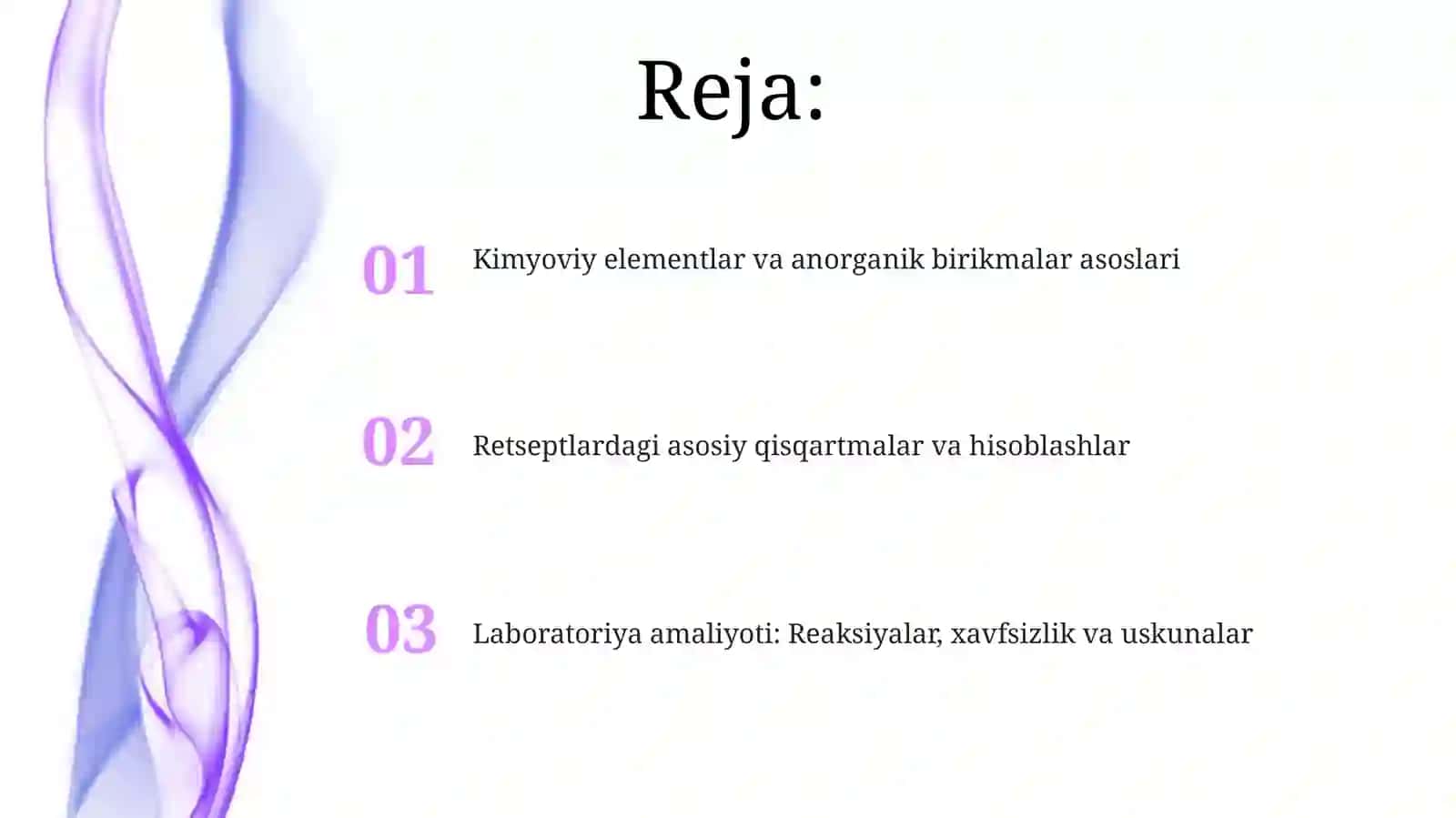 Retsepturada kimyoviy elementlar. Kislotalar. Oksidlar. Tuzlar 2