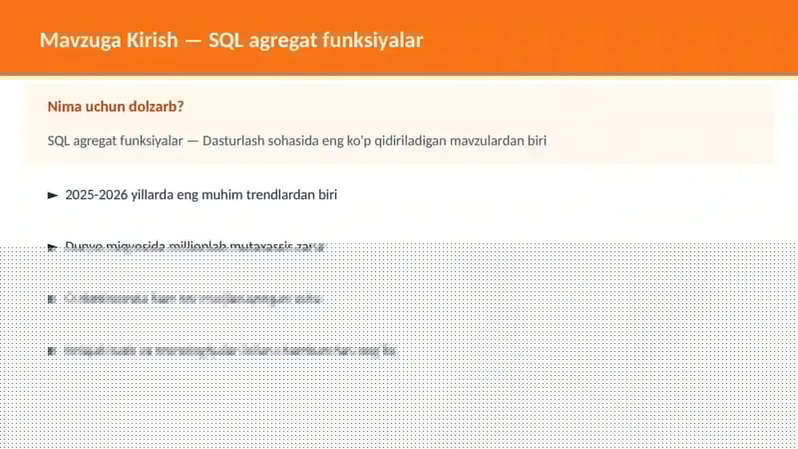 SQL agregat funksiyalar 2
