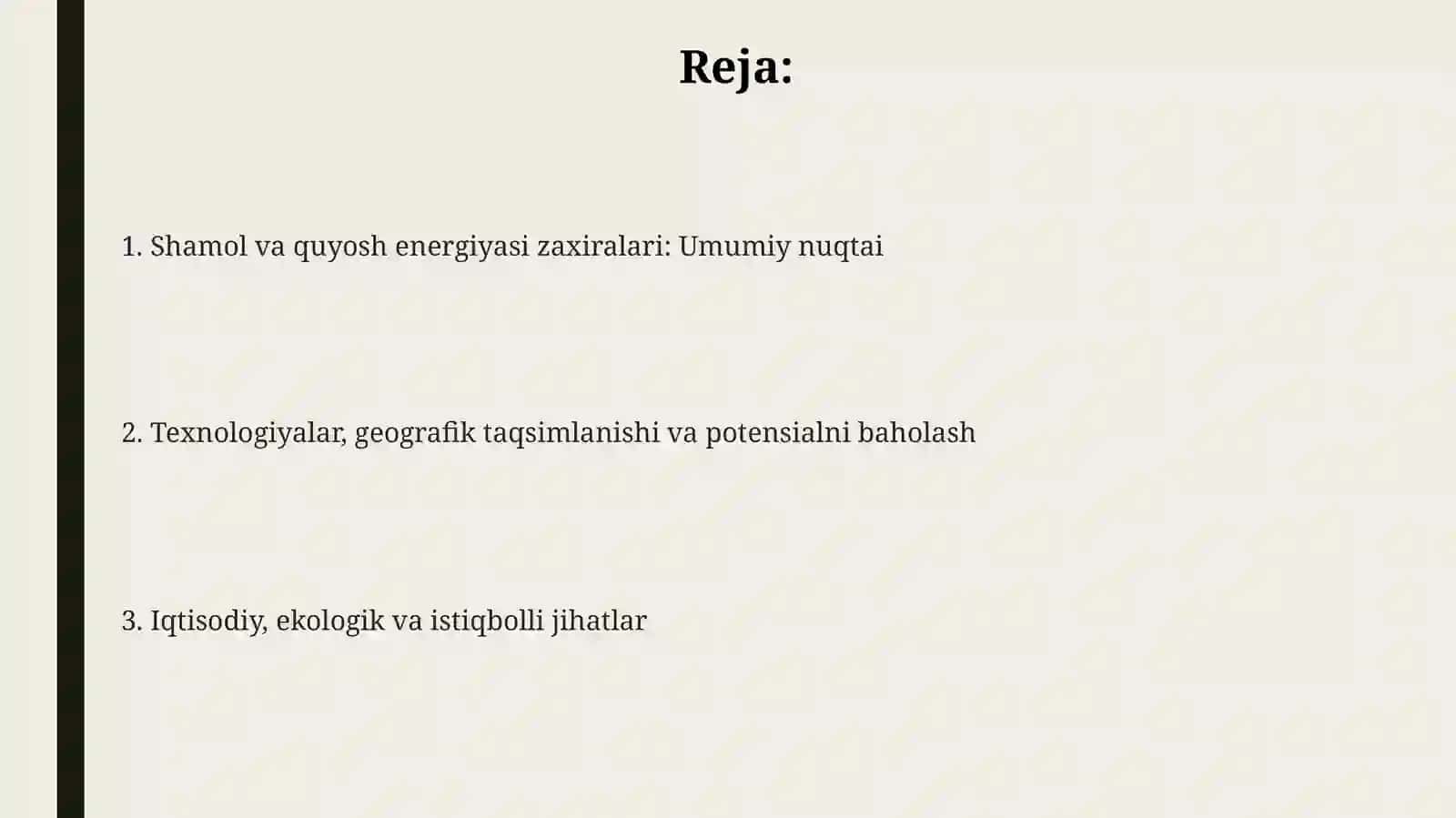 Shamol va quyosh energiya zaxiralari 2