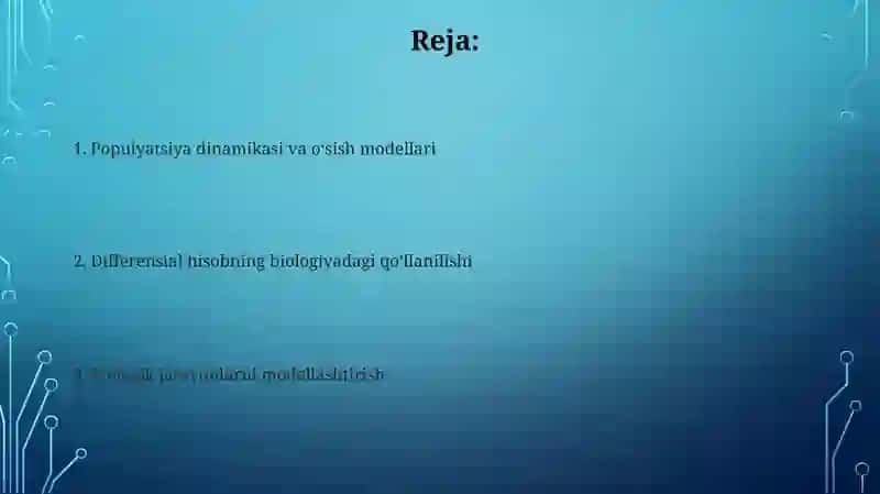 Differensial hisobning biologiyaga tadbiqlari 2