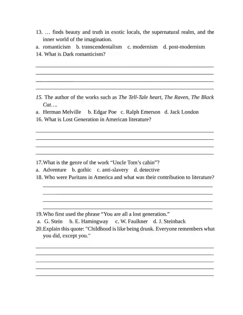 American Enlightenment Literature Quiz 2