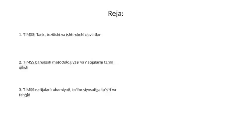 TIMSS Xalqaro Baholash Dasturi 2