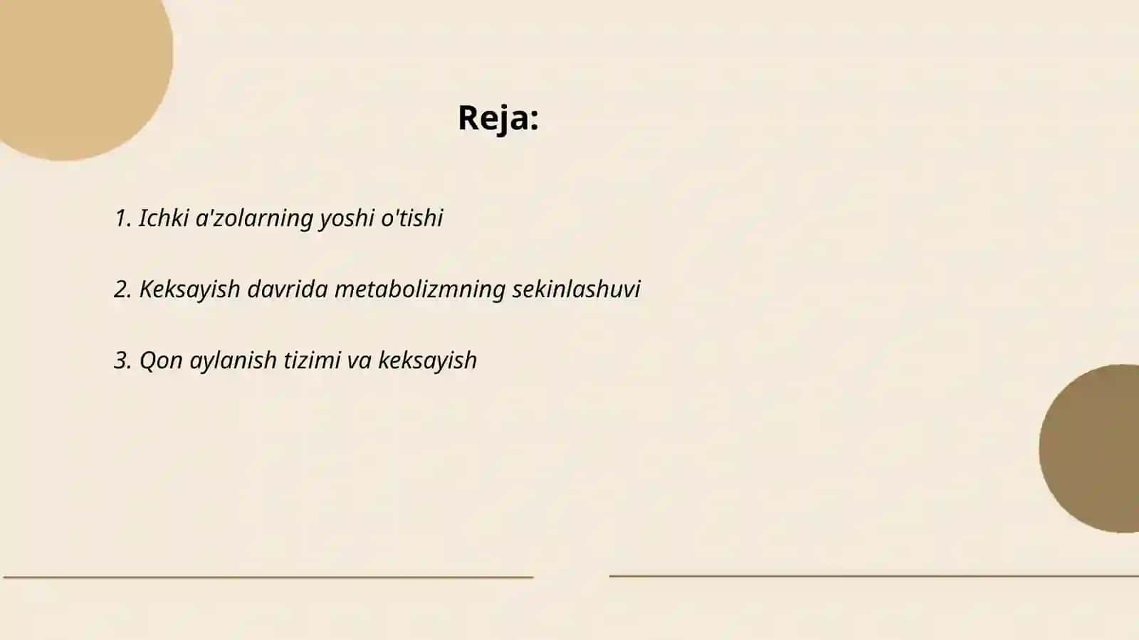 Ichki a'zolarning yoshi o'tishi 2