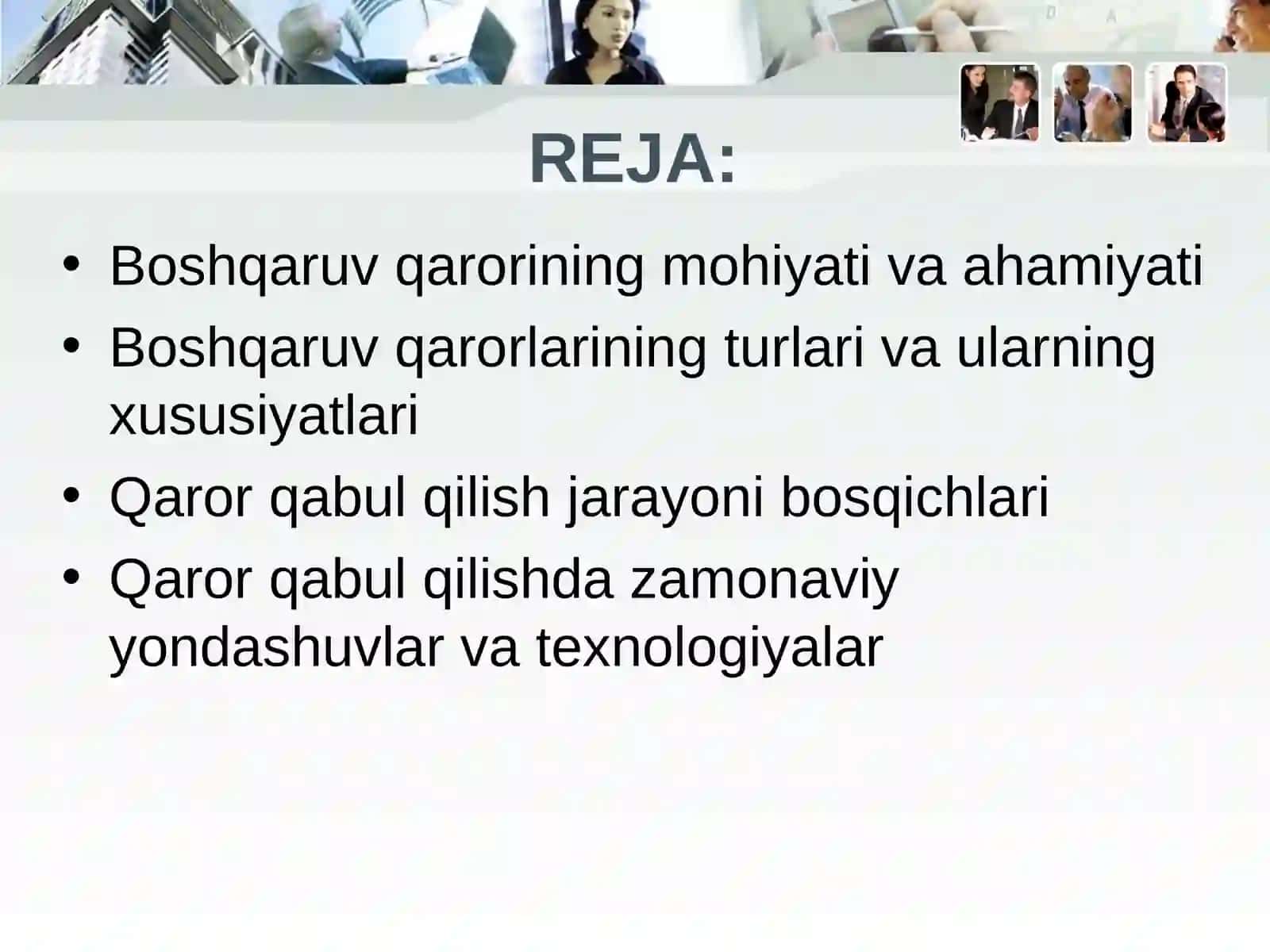 Menejment fanida boshqaruv qarorlarini qabul qilish 2