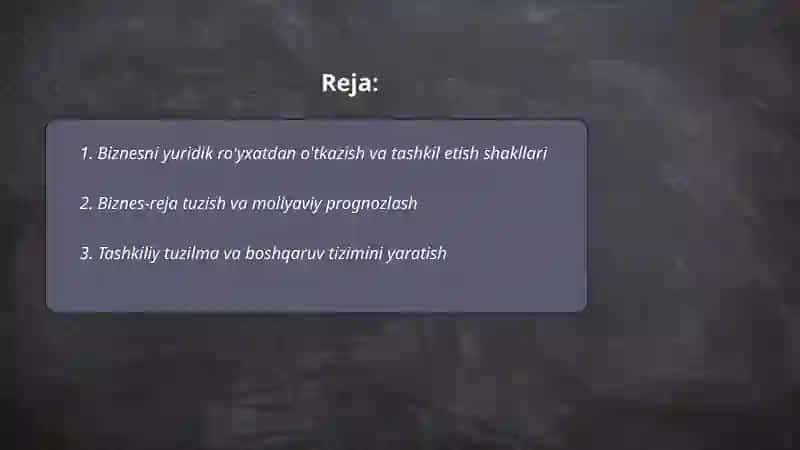 Biznes tashkil etish 2