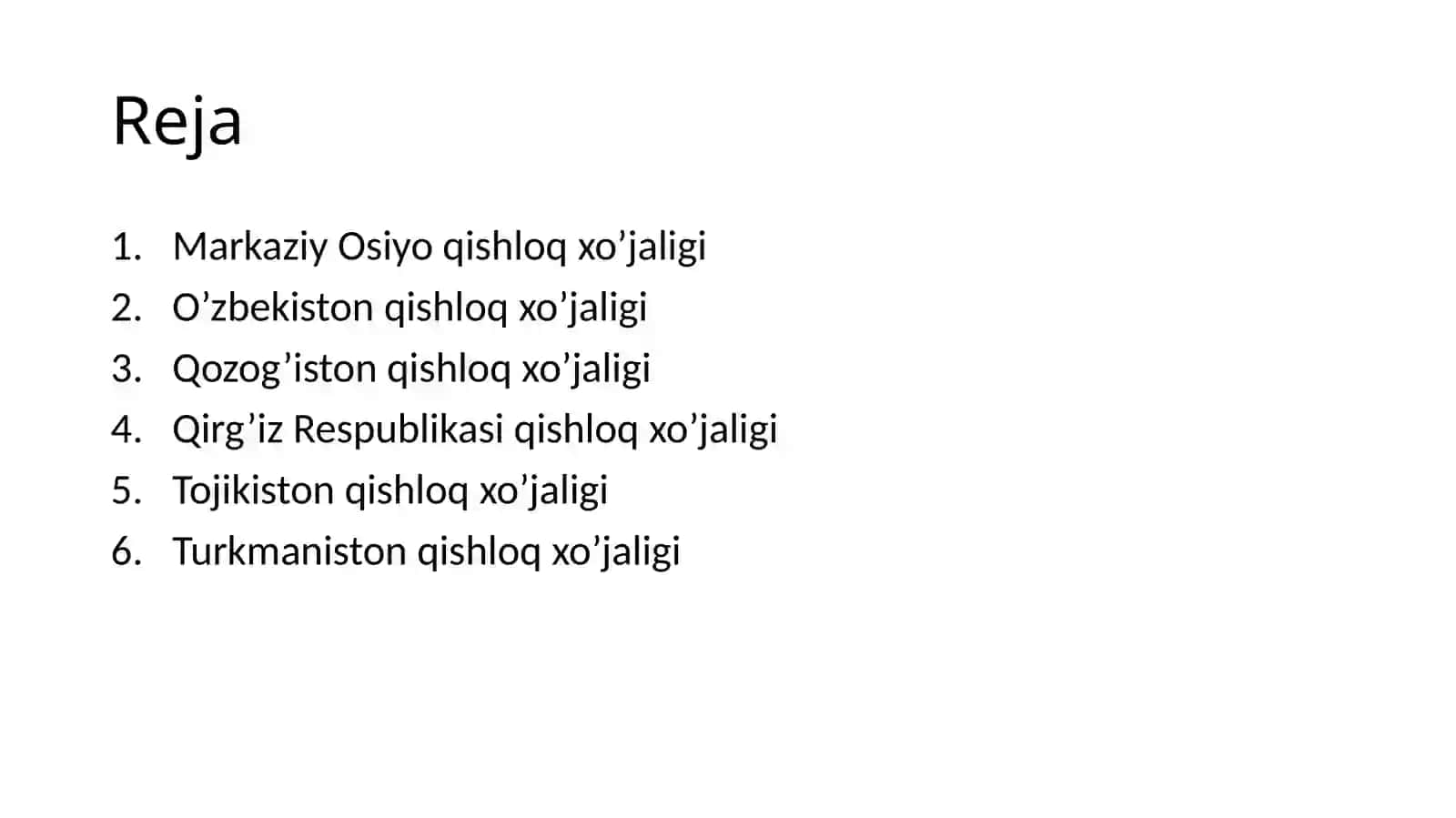 Markaziy Osiyo qishloq xoʻjaligi 2