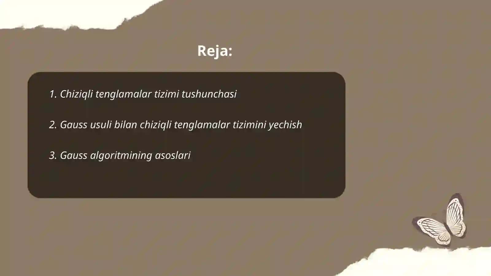 Chiziqli tenglamalar sistemasini yechishning Gouss usuli. Kramer usuli va teskari matritsalar yordamida yechish usuli 2