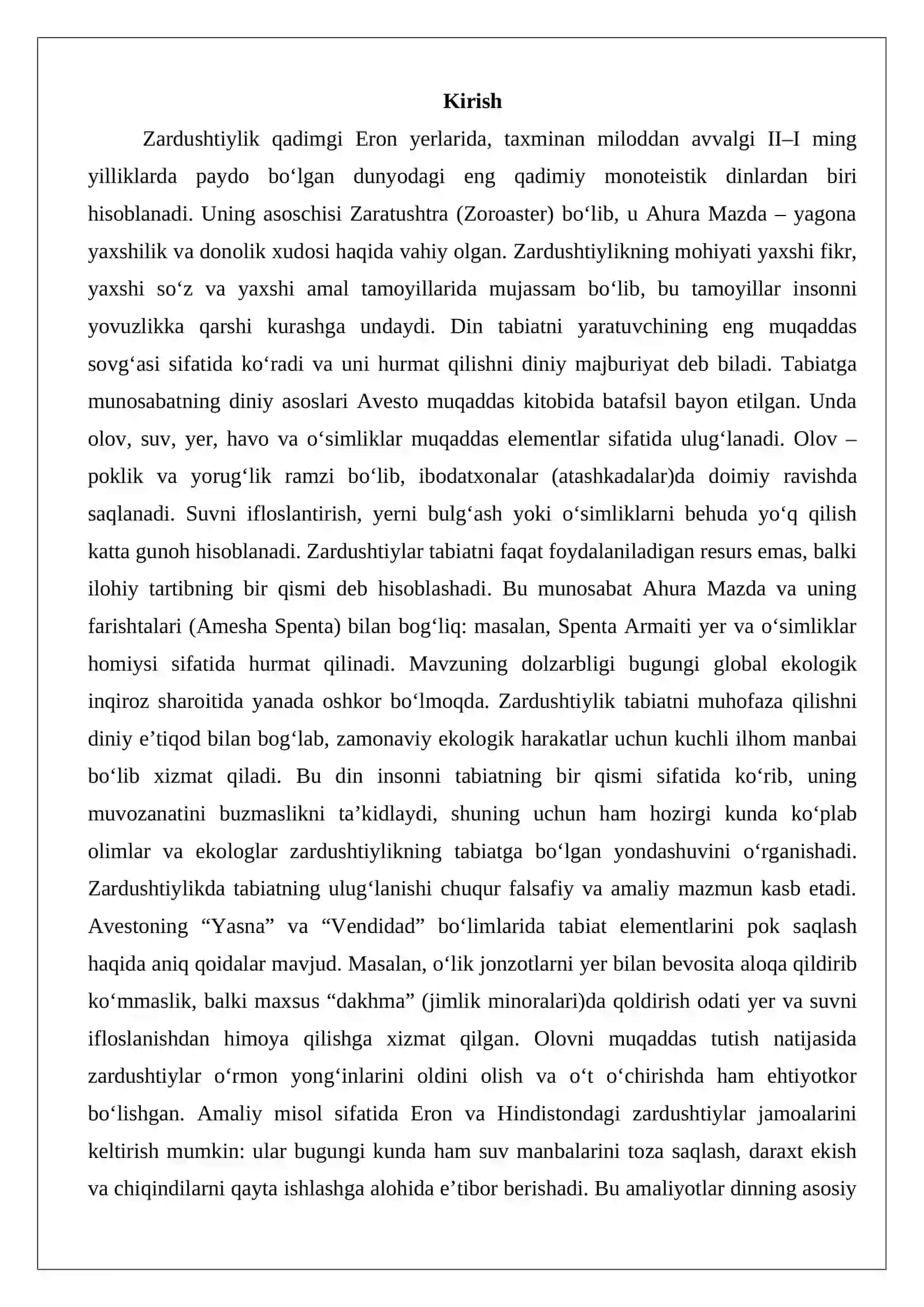 Zardushtiylikda tabiatning ulug’lanishi 2
