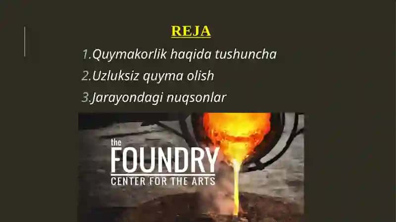 Uzluksiz quyma olish texnologiyasi 2