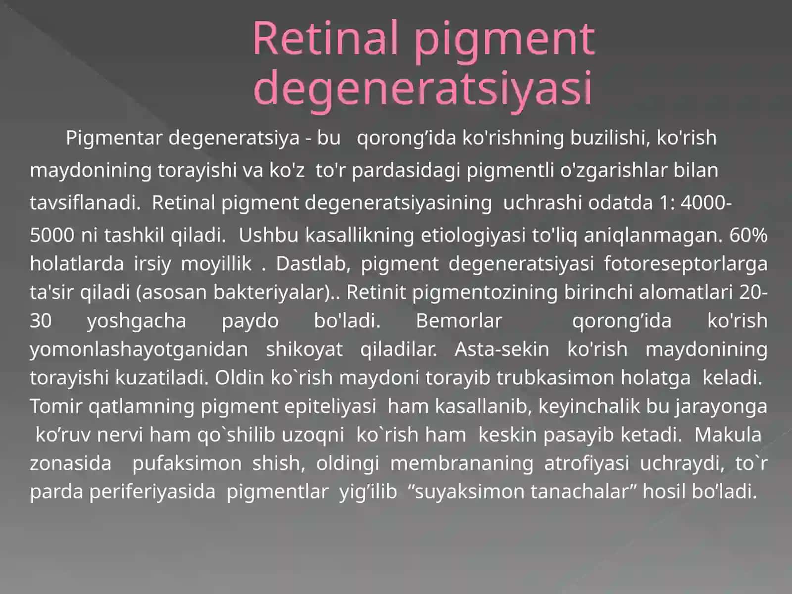 To’r parda nasliy kasaliklari 2