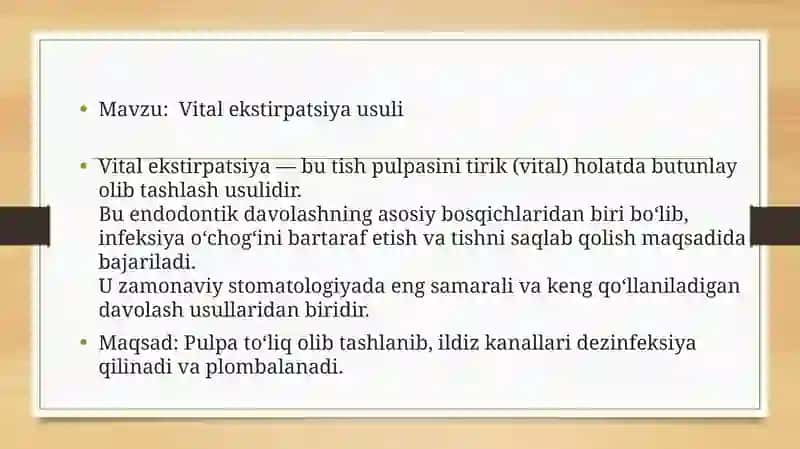 Vital ekstirpatsiya usuli 2