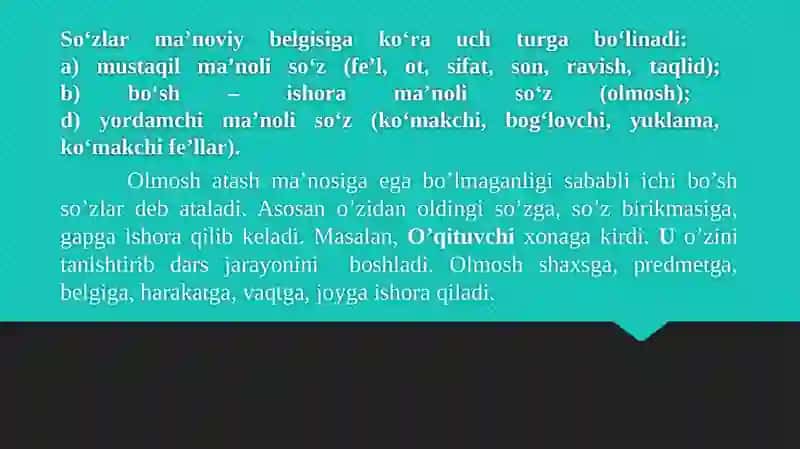OLMOSH VA RAVISH SO`Z TURKUMI. TAQLID SO`ZLAR 2