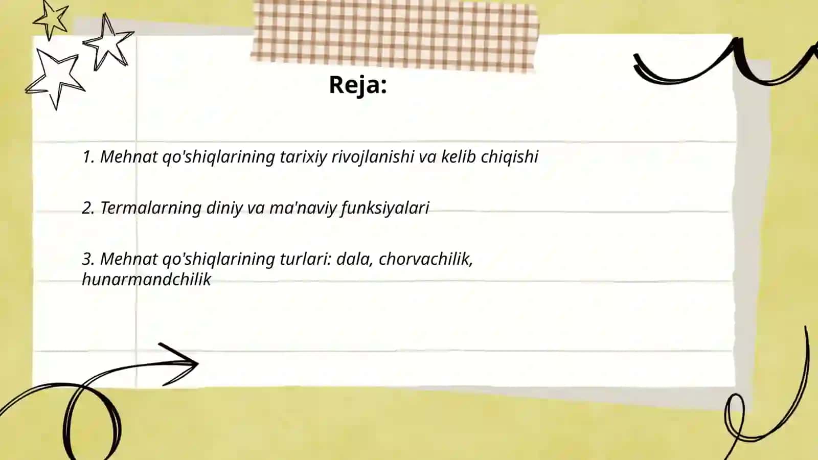 Folklyorshunoslik. Mehnat qo'shiqlari va termalar 2