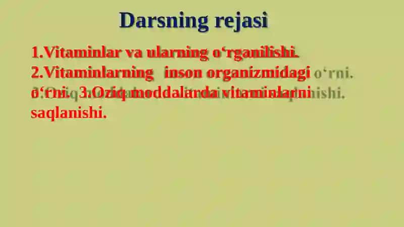 VITAMINLAR VAULARNING AHAMIYATI 2