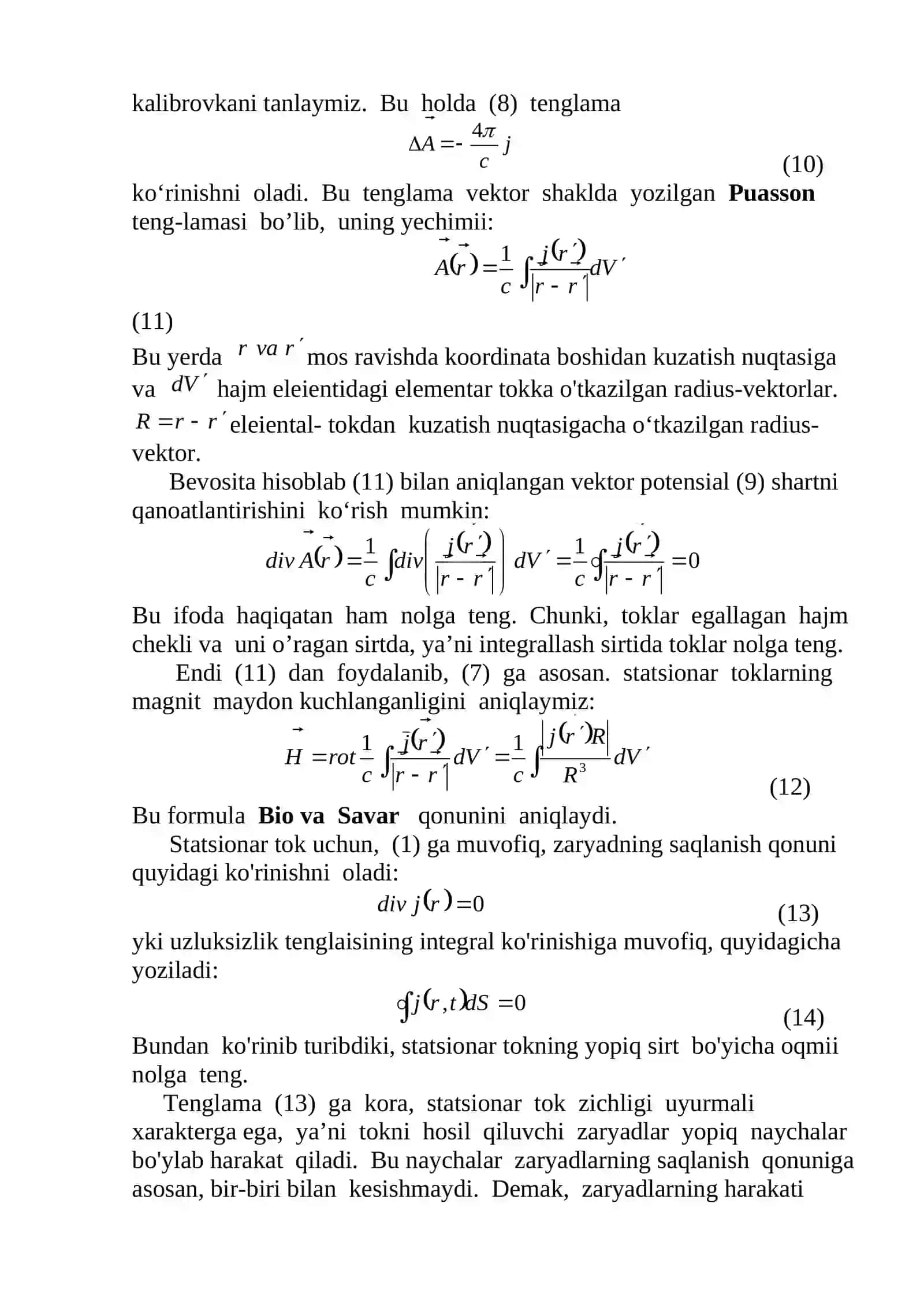 Statsionar toklarning magnit maydoni 2