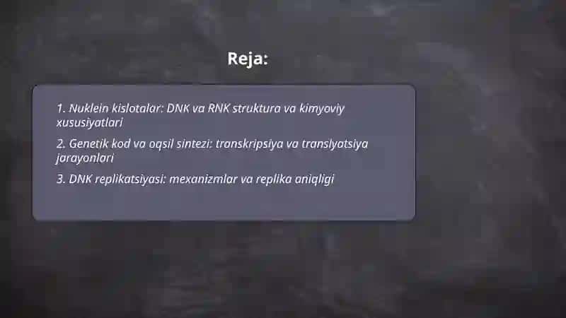 Tiriklikning molekulyar asoslari 2