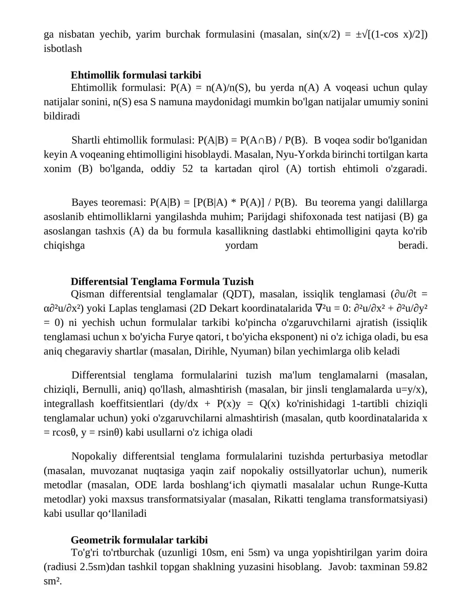 FORMULALAR TURLARI va ISBOTLAR 2