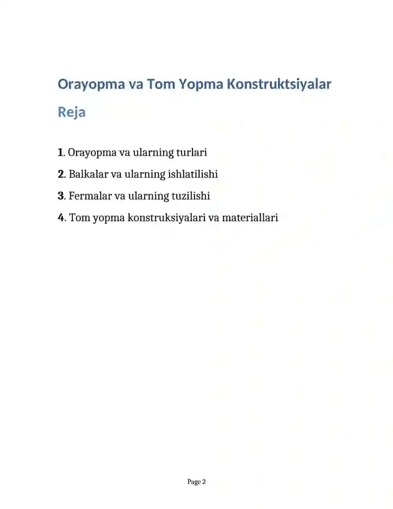 Orayopma va Tom Yopma Konstruktsiyalari 2