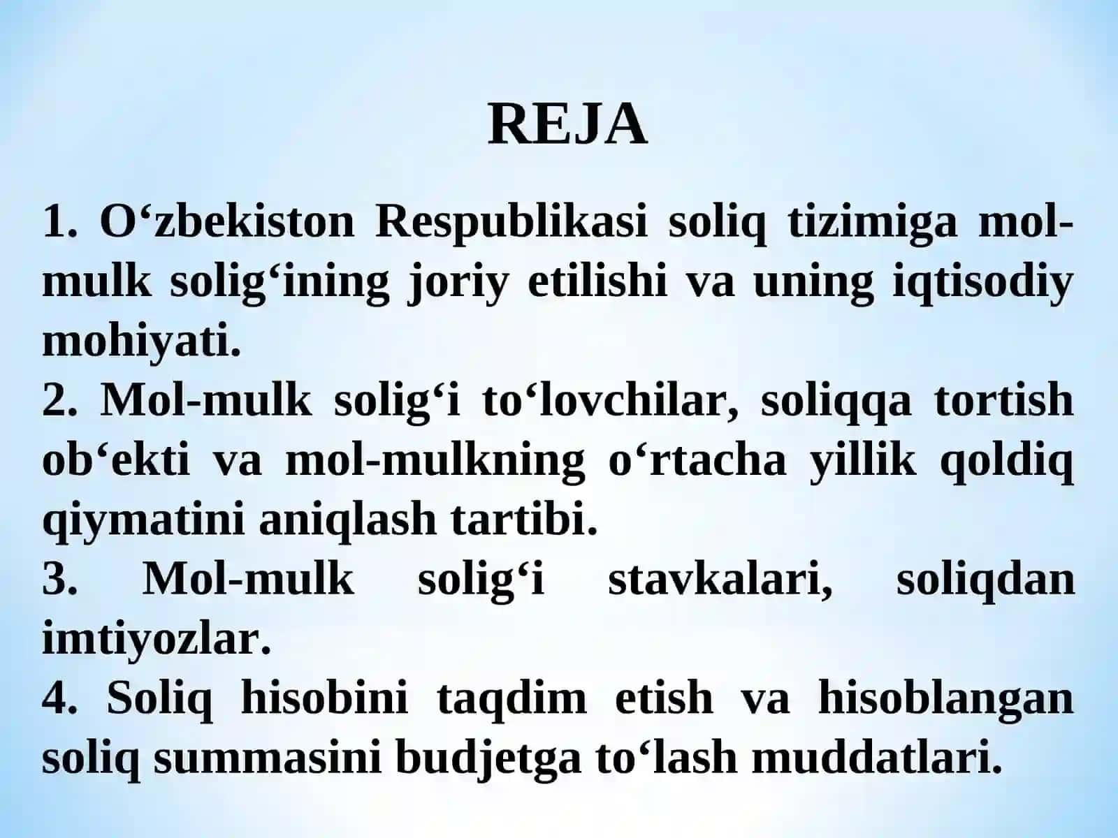YURIDIK SHAXSLARNING MOL-MULKIGA SOLINADIGAN SOLIQ 2