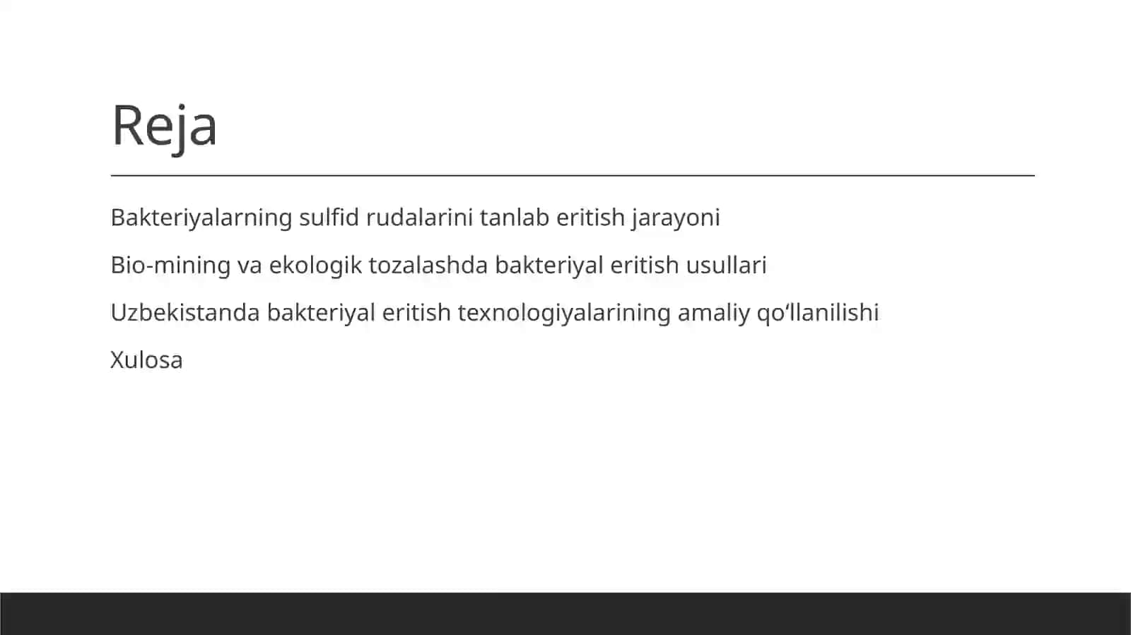 Bakteriyalarning sulfid rudalarini tanlab eritish 2