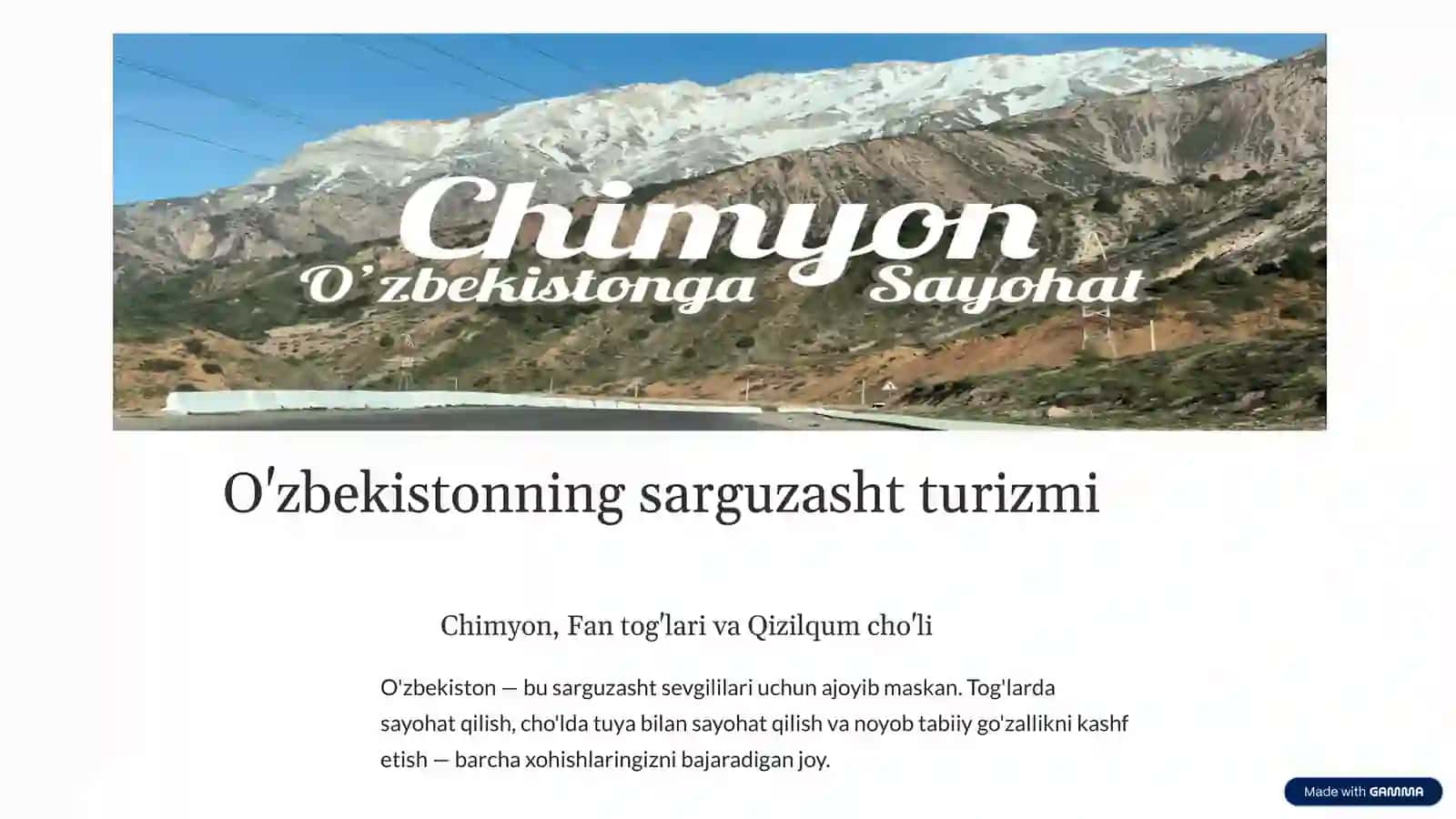 Chimyon. Fan togʻlari , Qizil qum sahrosi 2