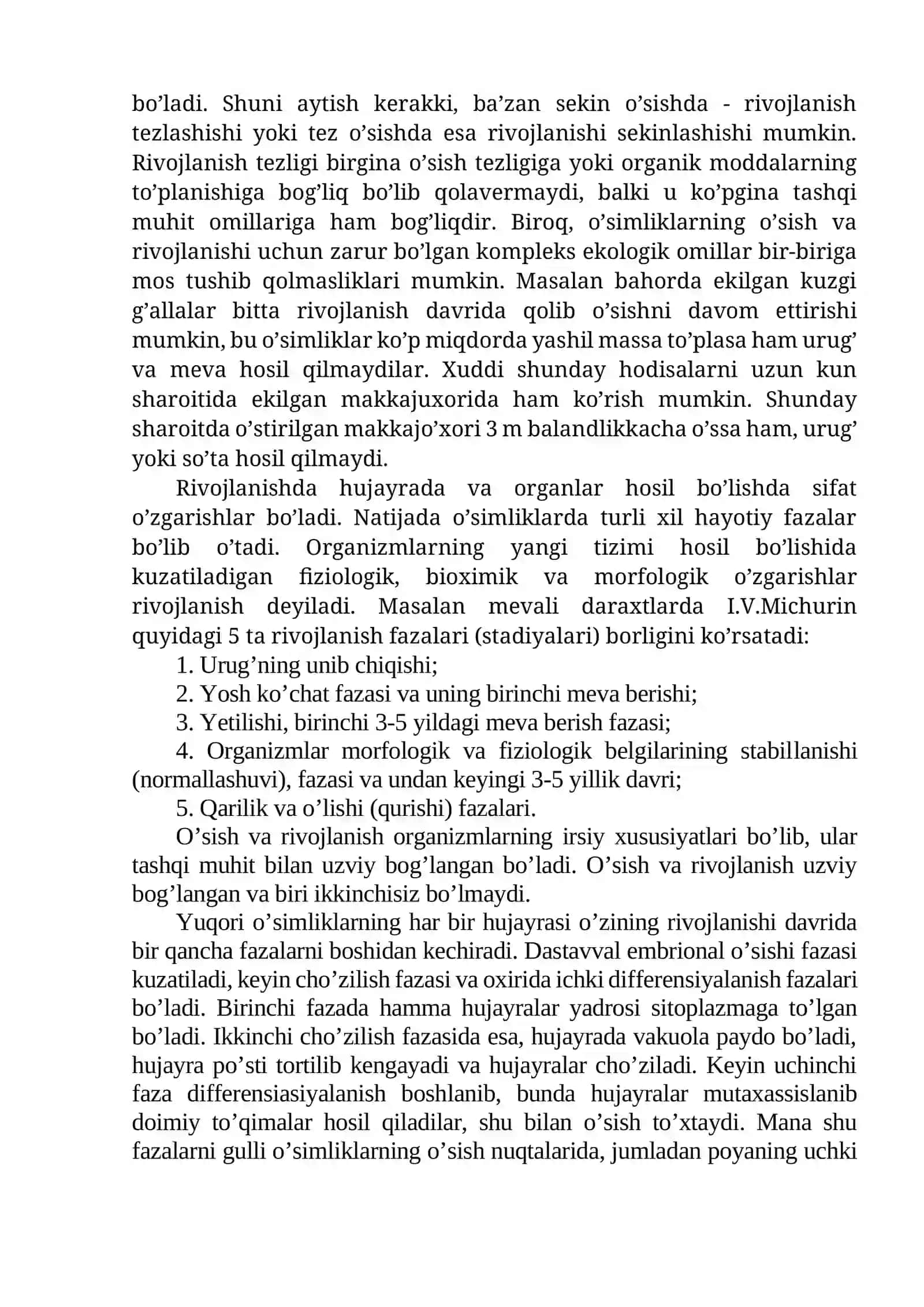 O’sish va rivojlanish rejasi 2