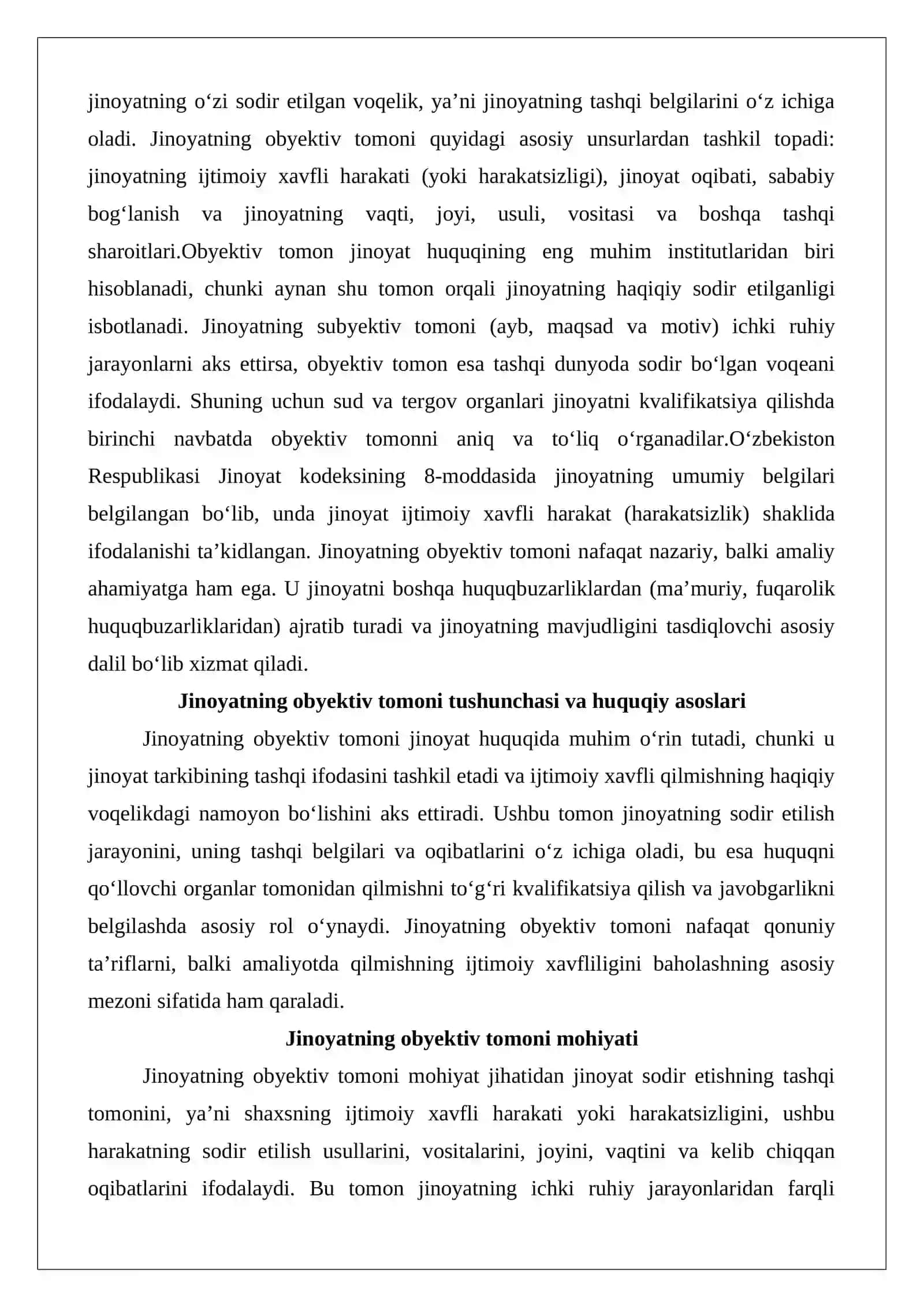 Jinoyatning obyektiv tomoni 2