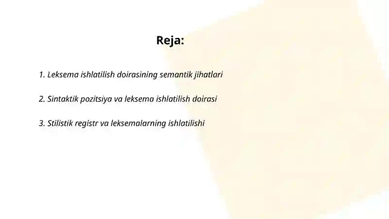 Leksemalarning ishlatilish doirasi 2