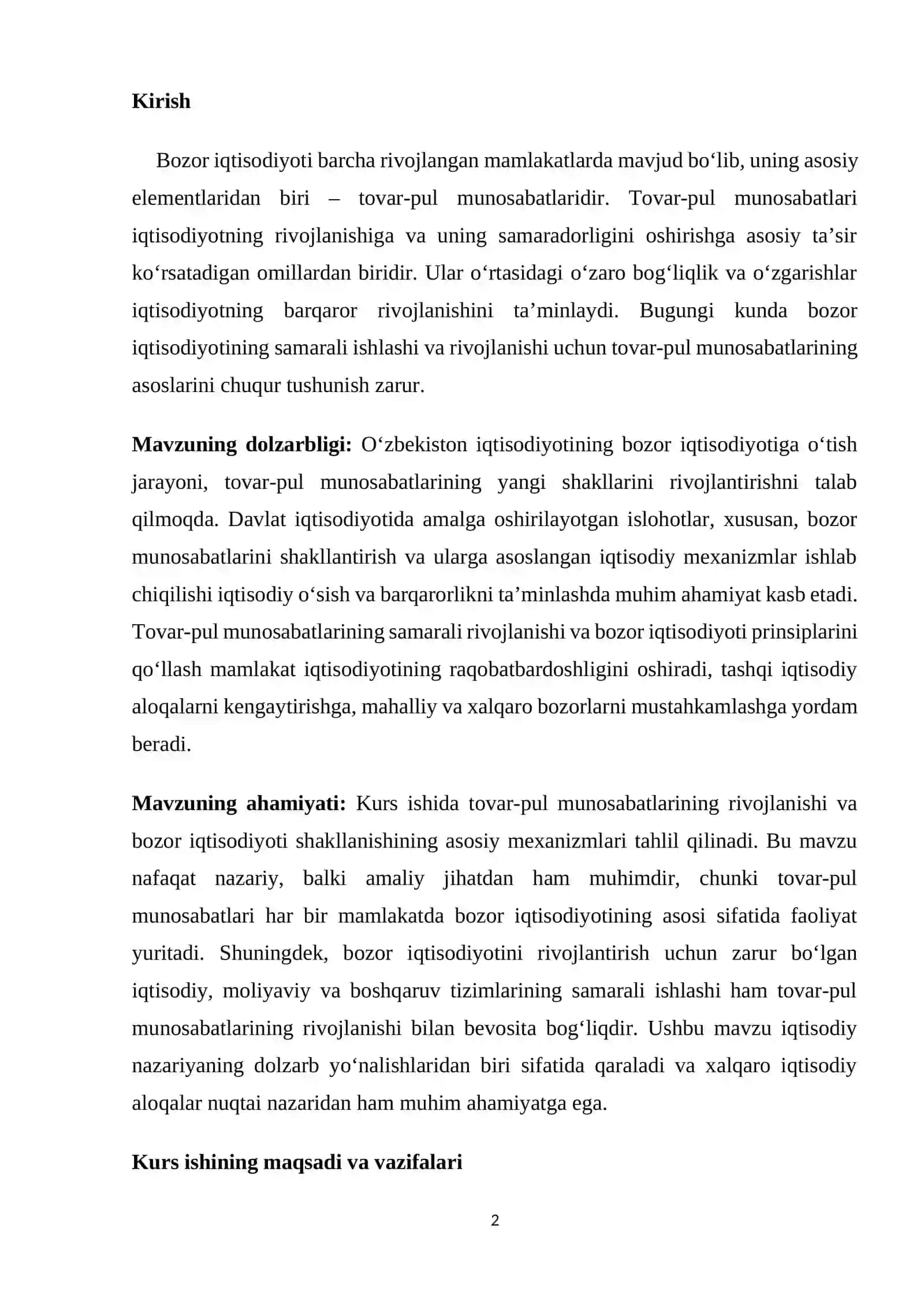 Tovar pul munosabatlari rivojlanishi 2