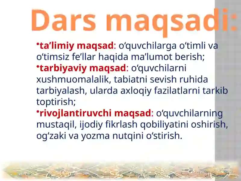 O‘timli va o‘timsiz fe'llar 2