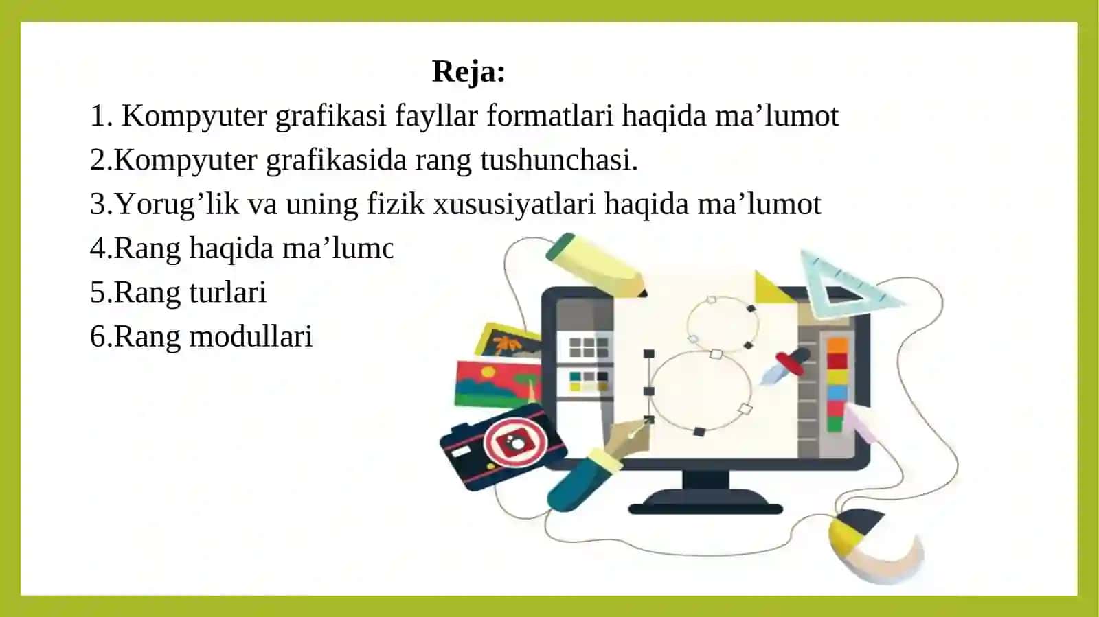 Kompyuter grafikasida fayllar formatlari va ranglarning sxemalari 2