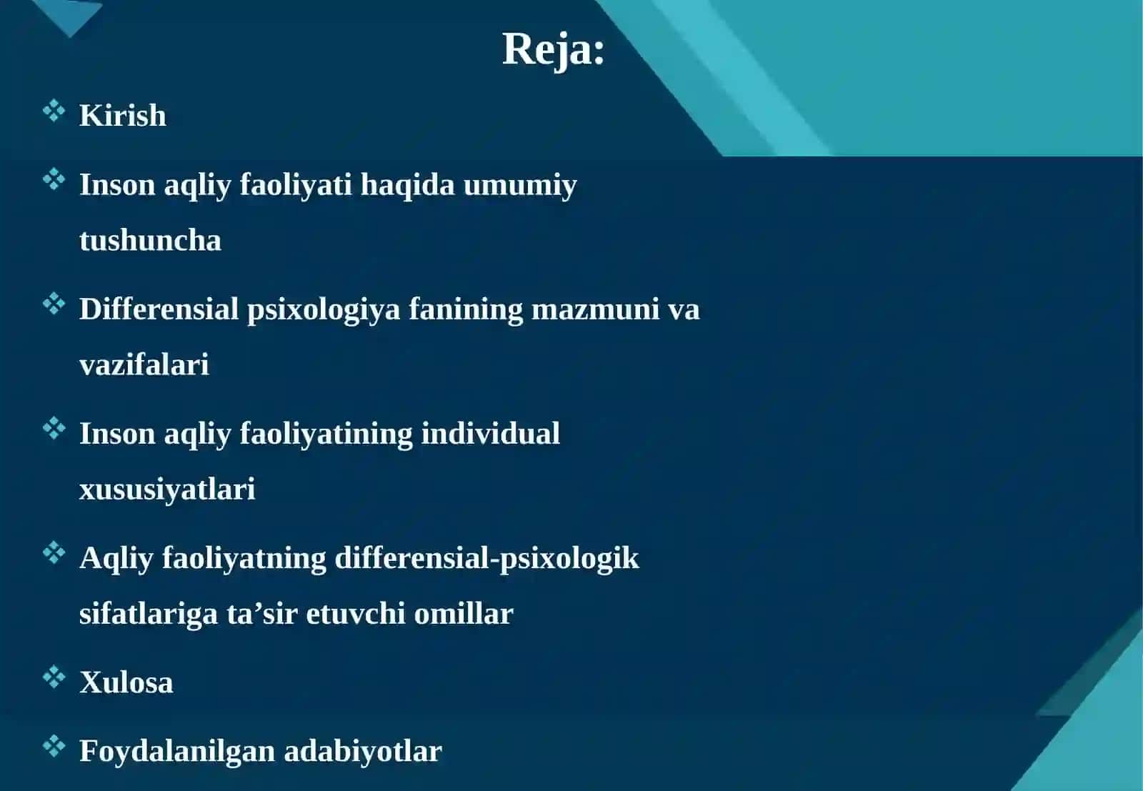 Inson aqliy faoliyatining differensial-psixologik sifatlari. 2