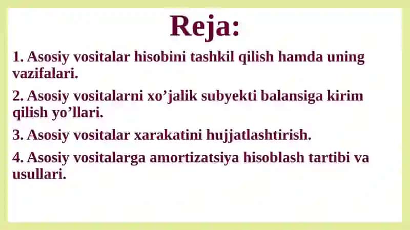 Asosiyvositalar hisobi 2