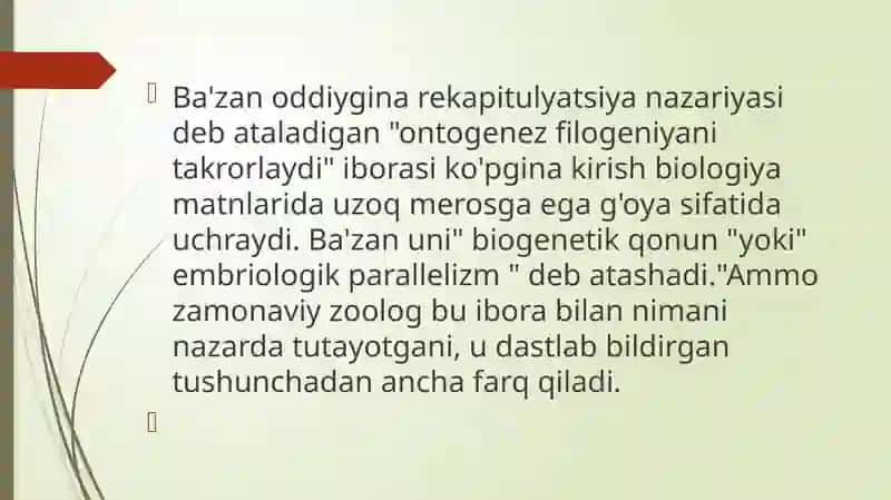 Qoplovchi organlar onto filogenezi 2