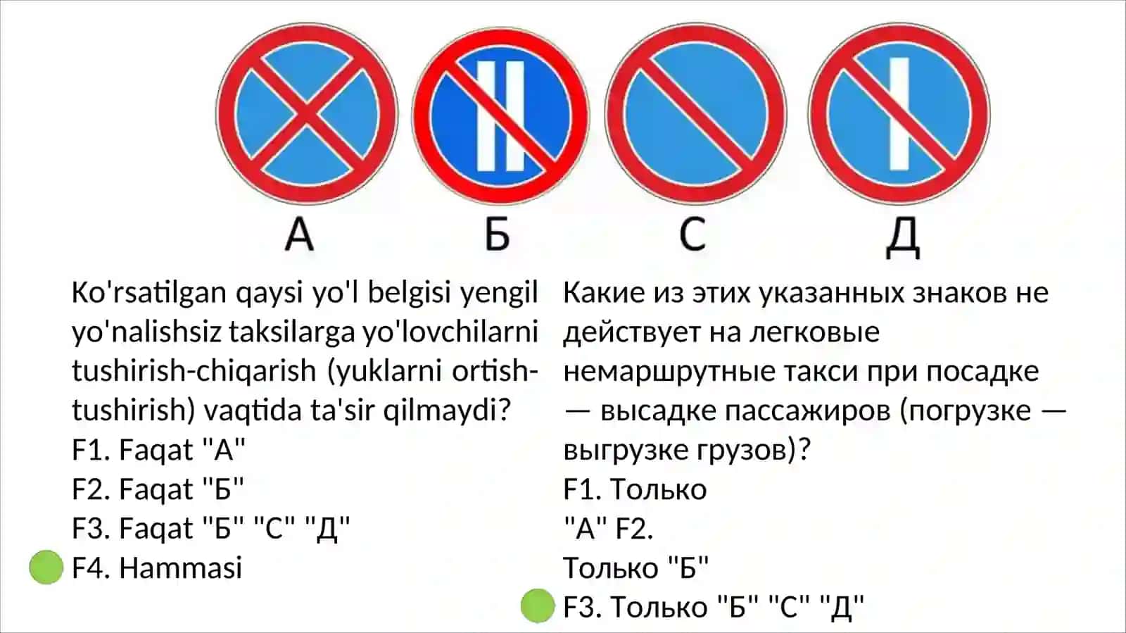 Yo‘l harakati qoidalari test savollari to‘plami 2
