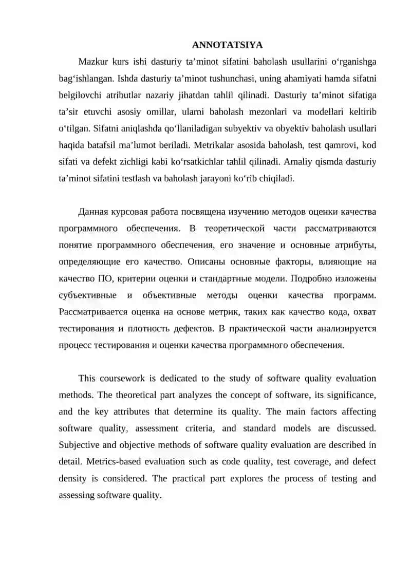 DASTURIY TAMINOT SIFATINI BAHOLASH USULLARI 2